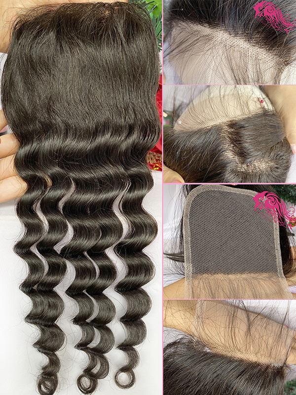 Csqueen Mink hair Paradise Wave 4*4 Transparent Lace Closure 100% virgin Hair